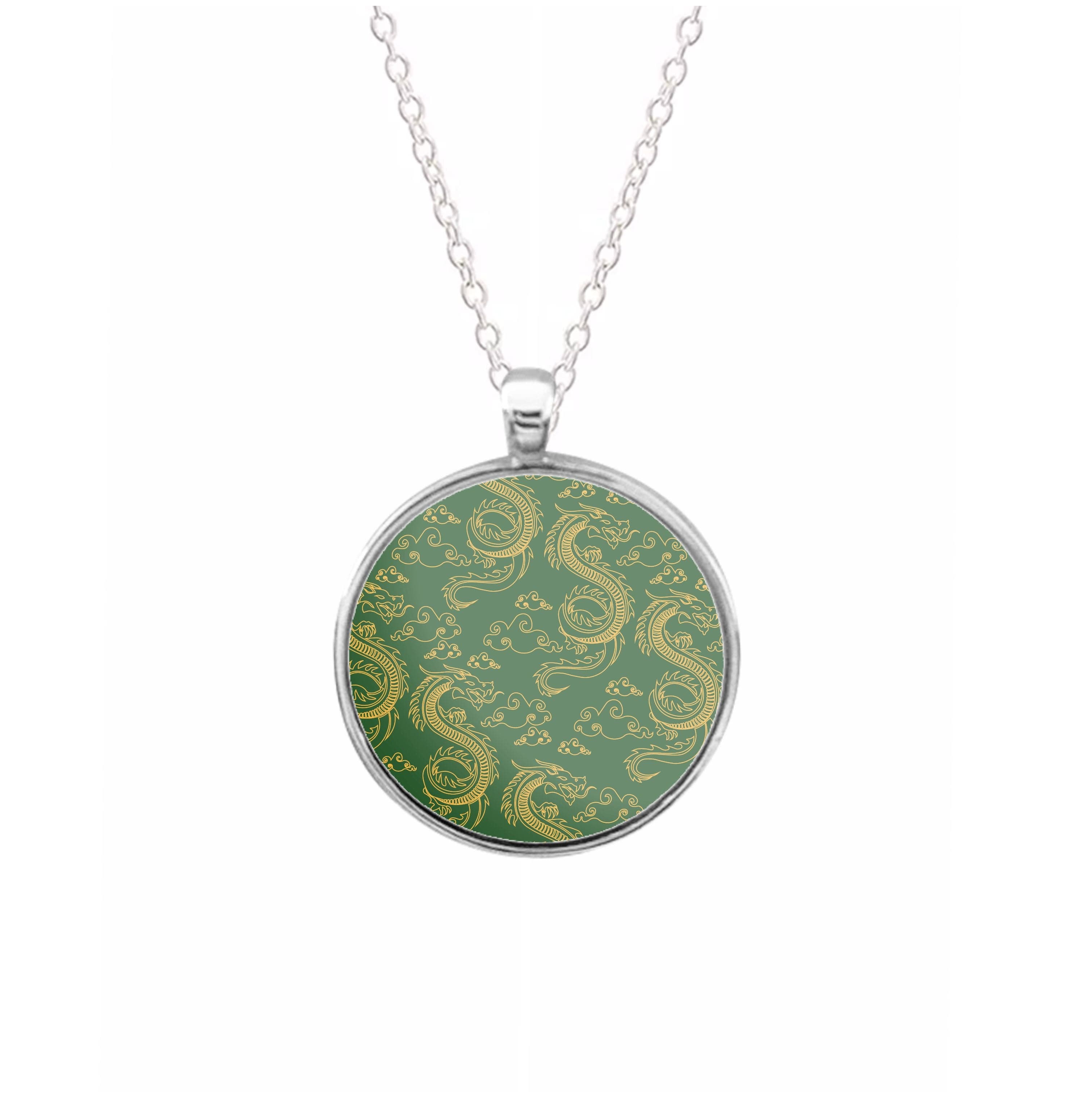 Green And Gold Dragon Pattern Necklace