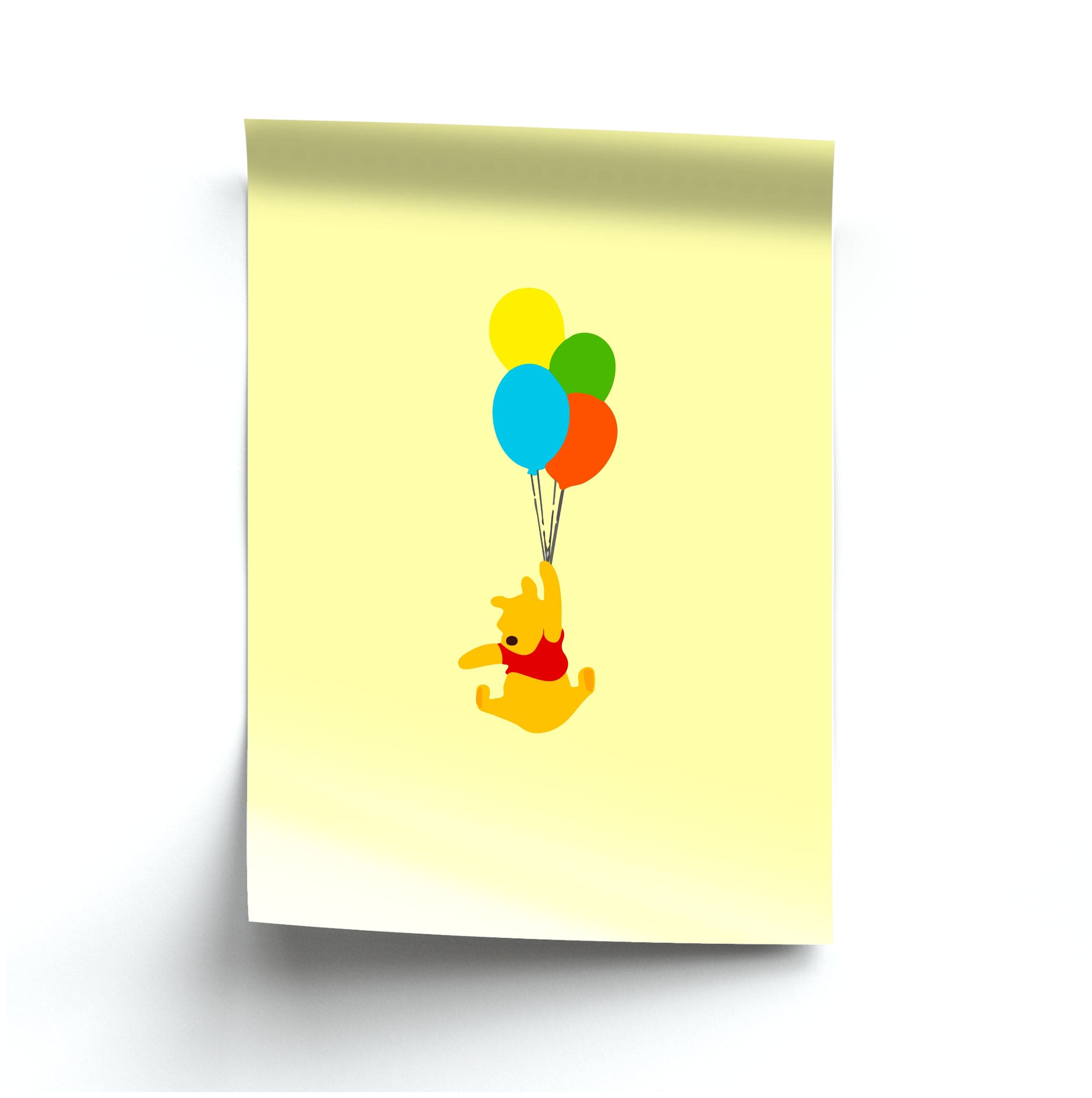 Pooh On Balloons Poster