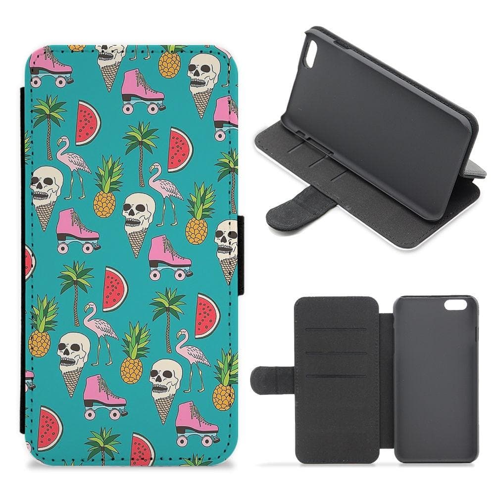 Skull Creams - Summer Pattern Flip Wallet Phone Case - Fun Cases