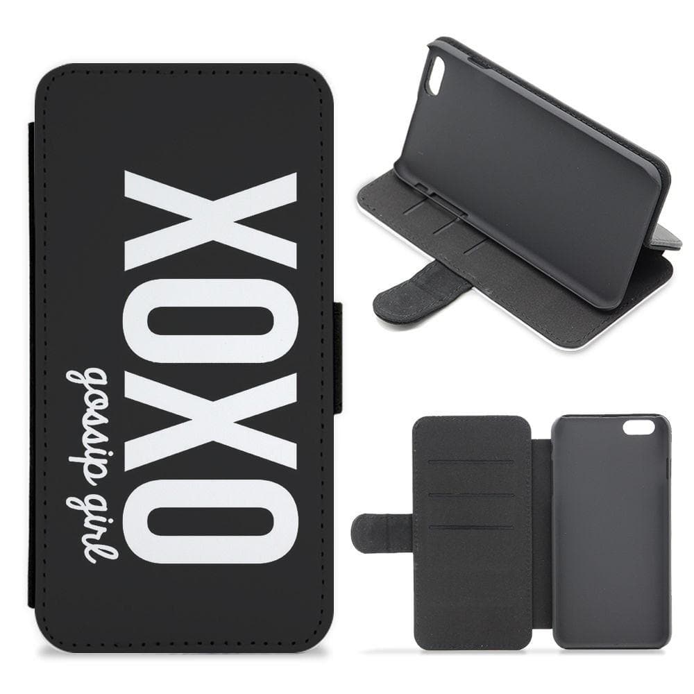 Black XOXO - Gossip Girl Flip Wallet Phone Case - Fun Cases