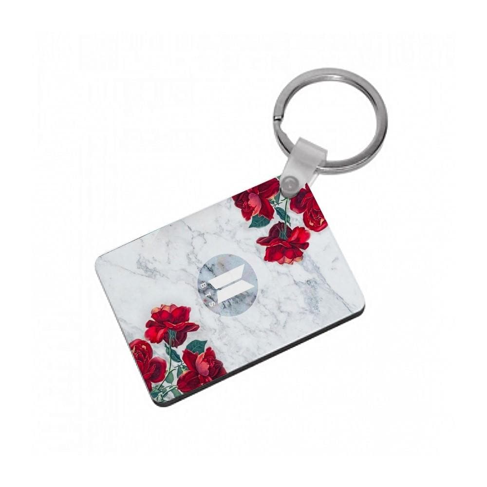 BTS Logo Marble Roses Keyring - Fun Cases