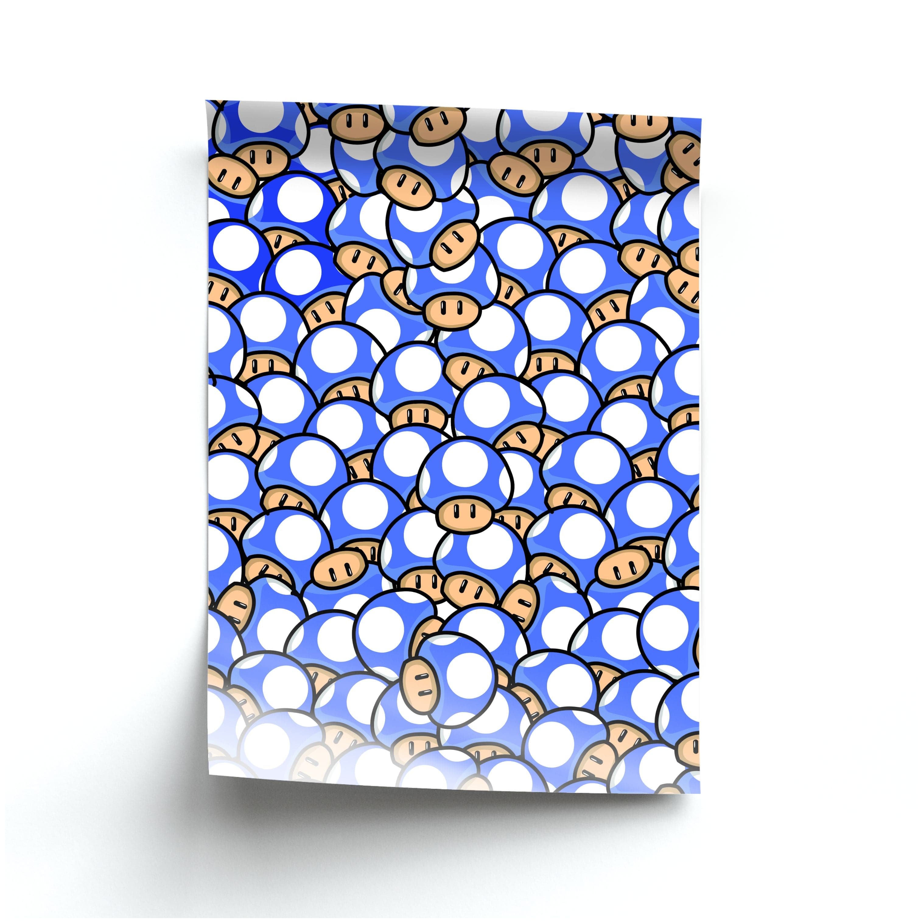 Mushroom Pattern - Dark Blue Poster