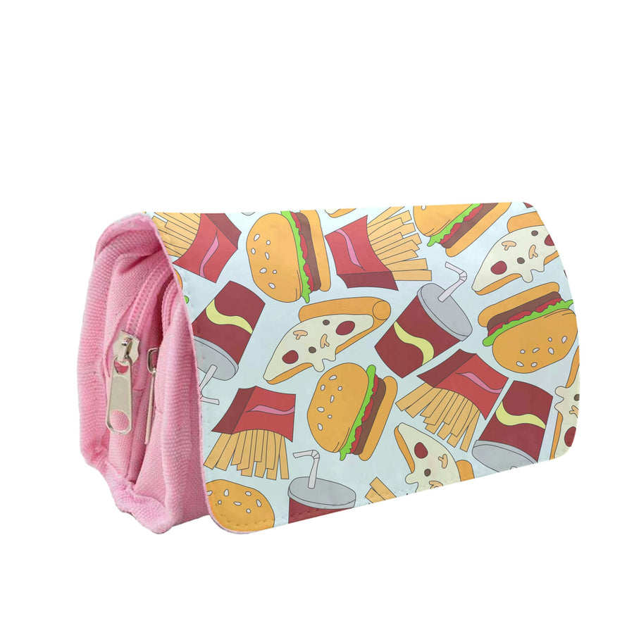 Burgers, Fries And Pizzas - Fast Food Patterns Pencil Case