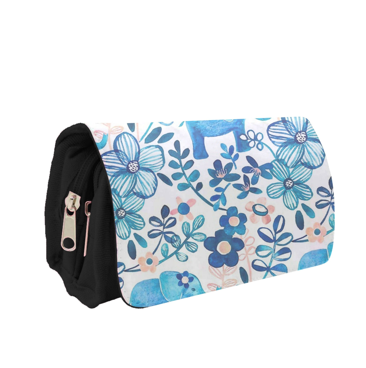 Elephant and Floral Pattern Pencil Case