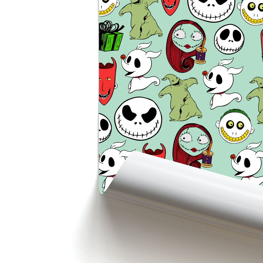 Nightmare Before Christmas Characters Pattern Poster