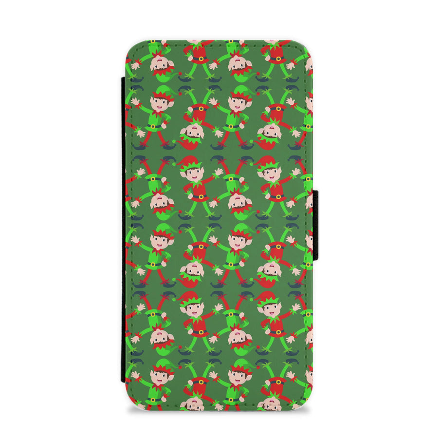 Elf Face Pattern - Christmas Patterns Flip / Wallet Phone Case