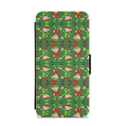 Elf Face Pattern - Christmas Patterns Flip / Wallet Phone Case