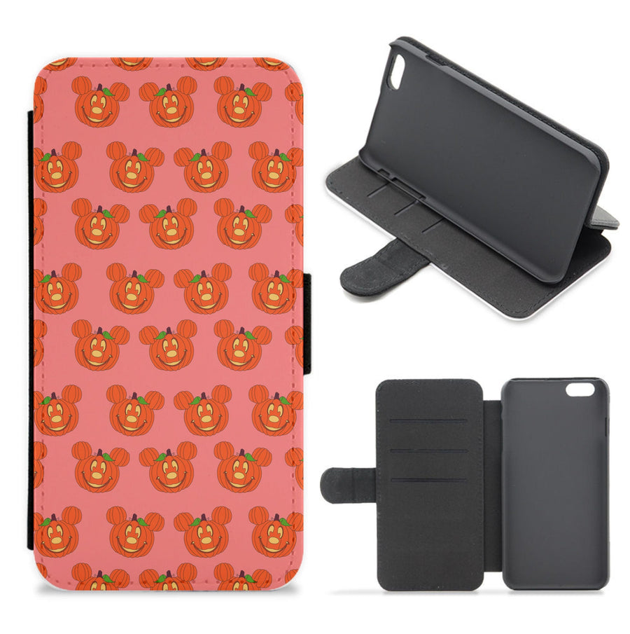 Mickey Mouse Pumpkin Pattern - Disney Halloween Flip / Wallet Phone Case