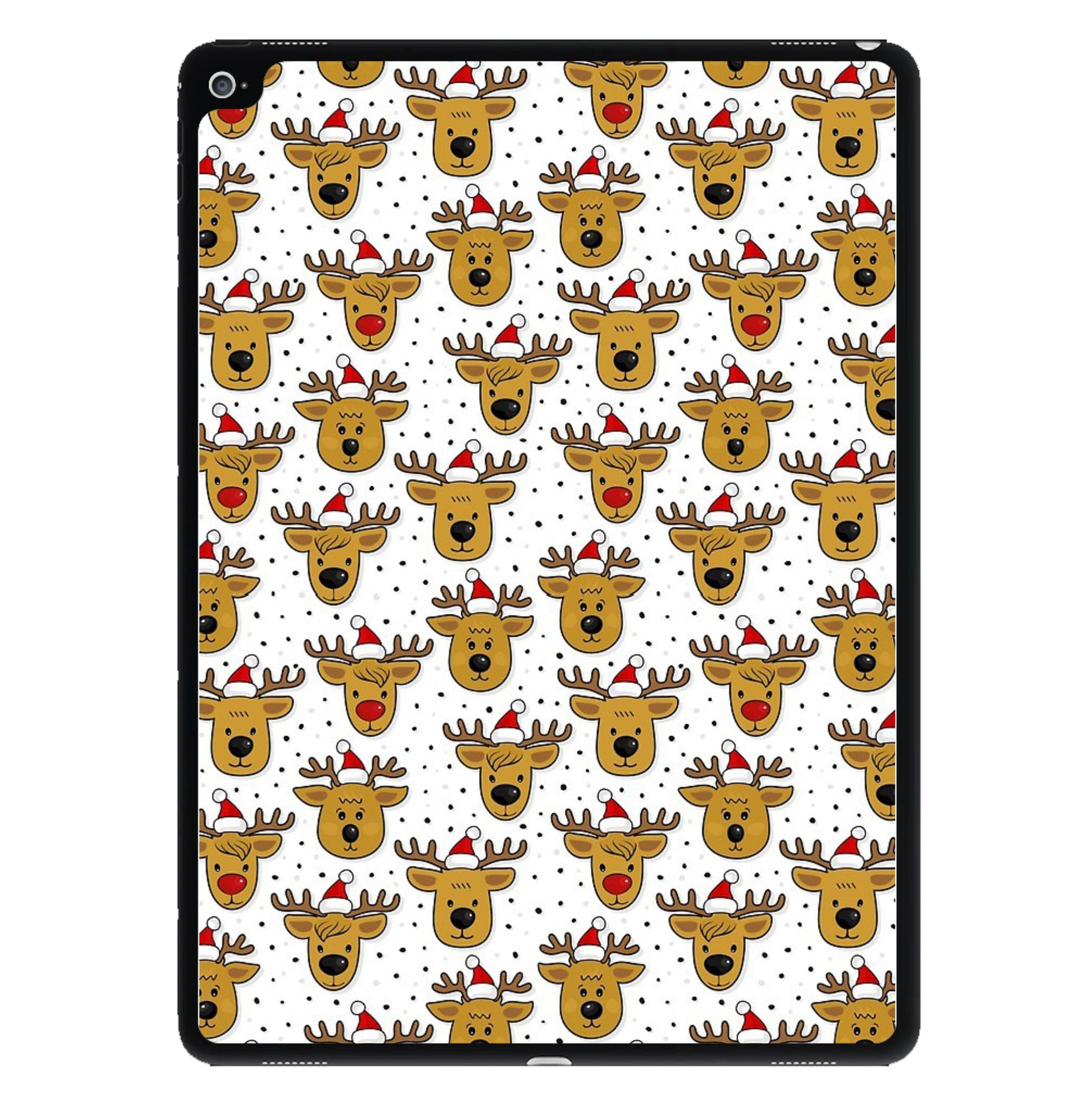 Reindeers In Santa Hats Pattern iPad Case