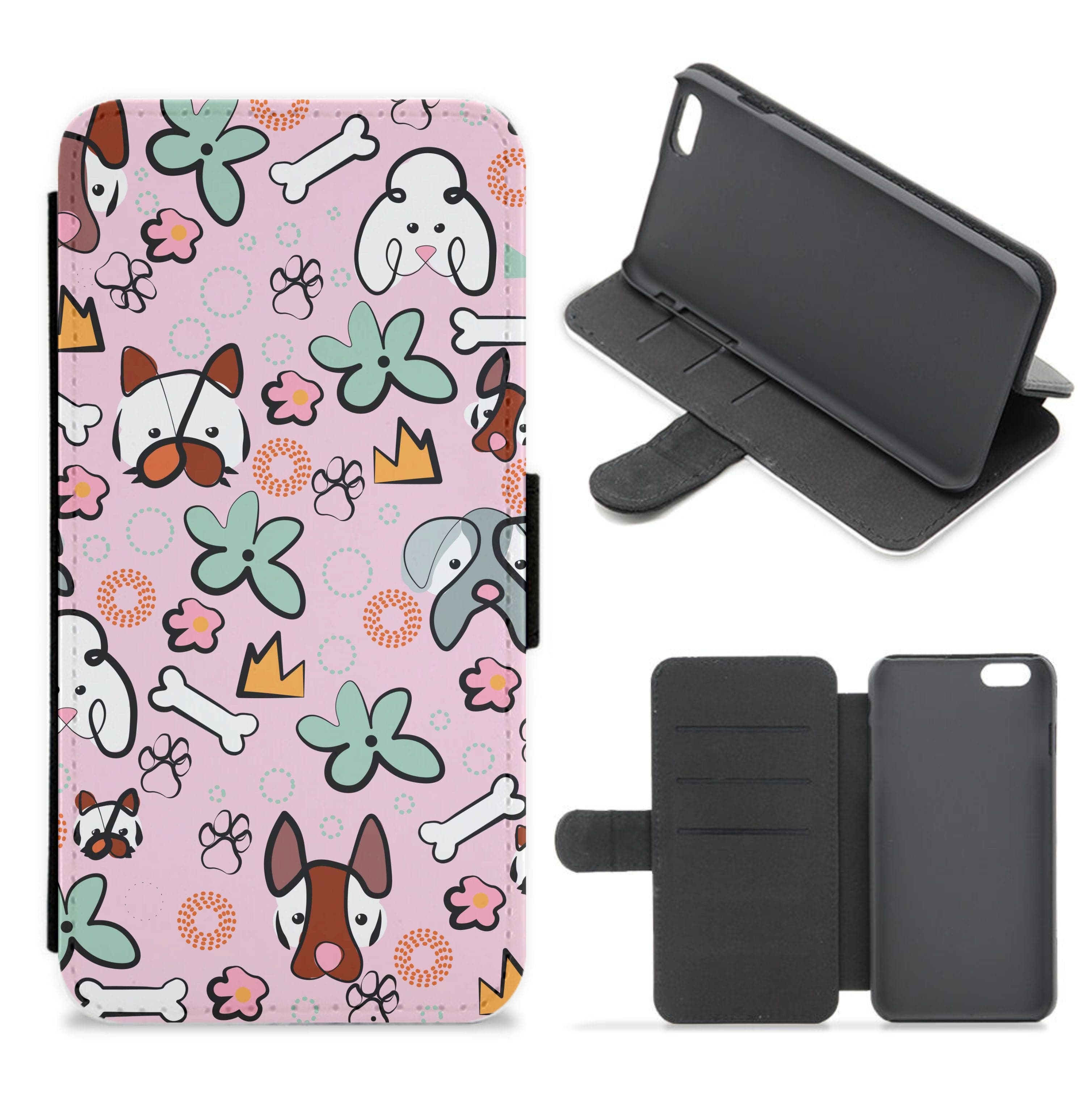 Bones and dogs - Dog Patterns Flip / Wallet Phone Case