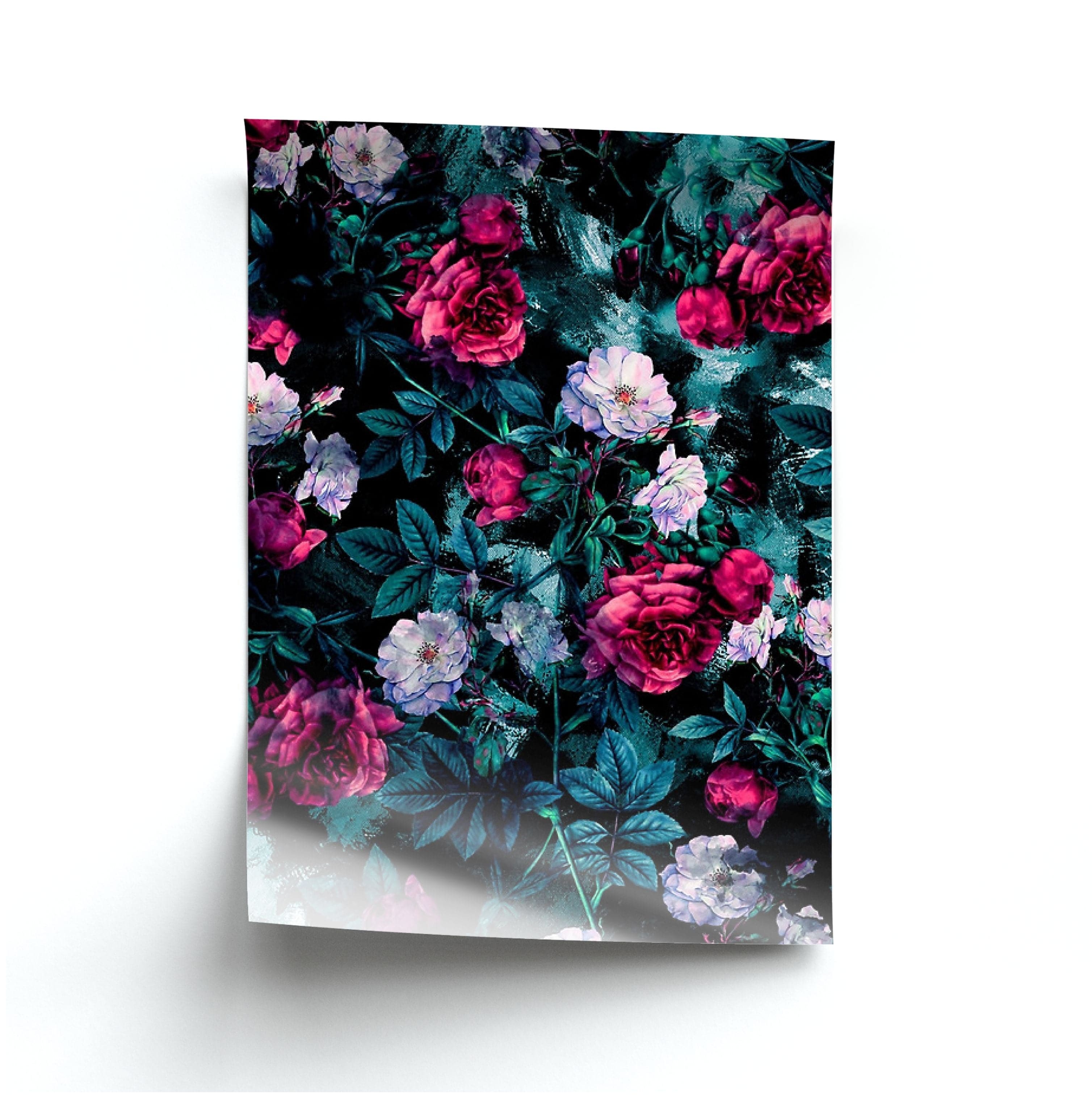 Black Floral Pattern Poster