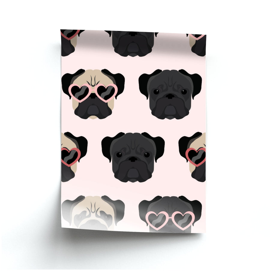 Sunny Pug Life - Dog Pattern Poster