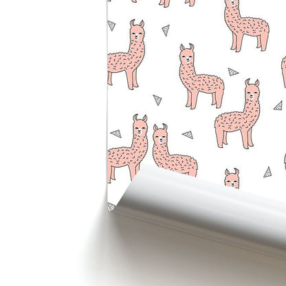 Pale Pink Alpaca Pattern Poster