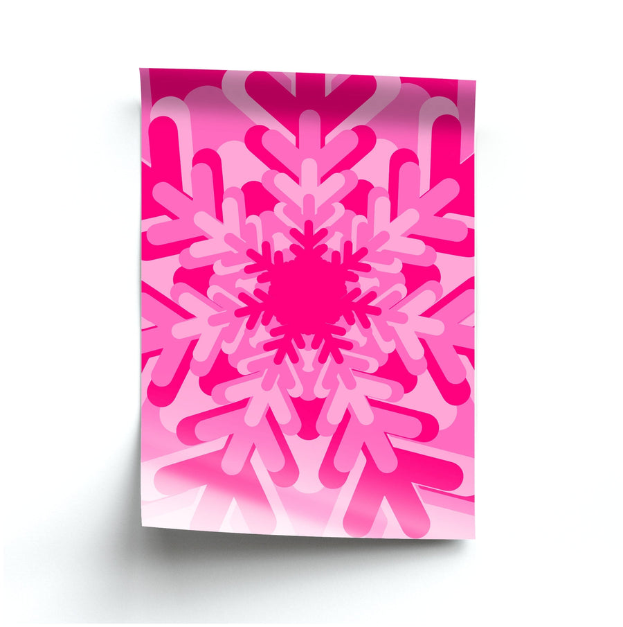 Pink - Colourful Snowflakes Poster