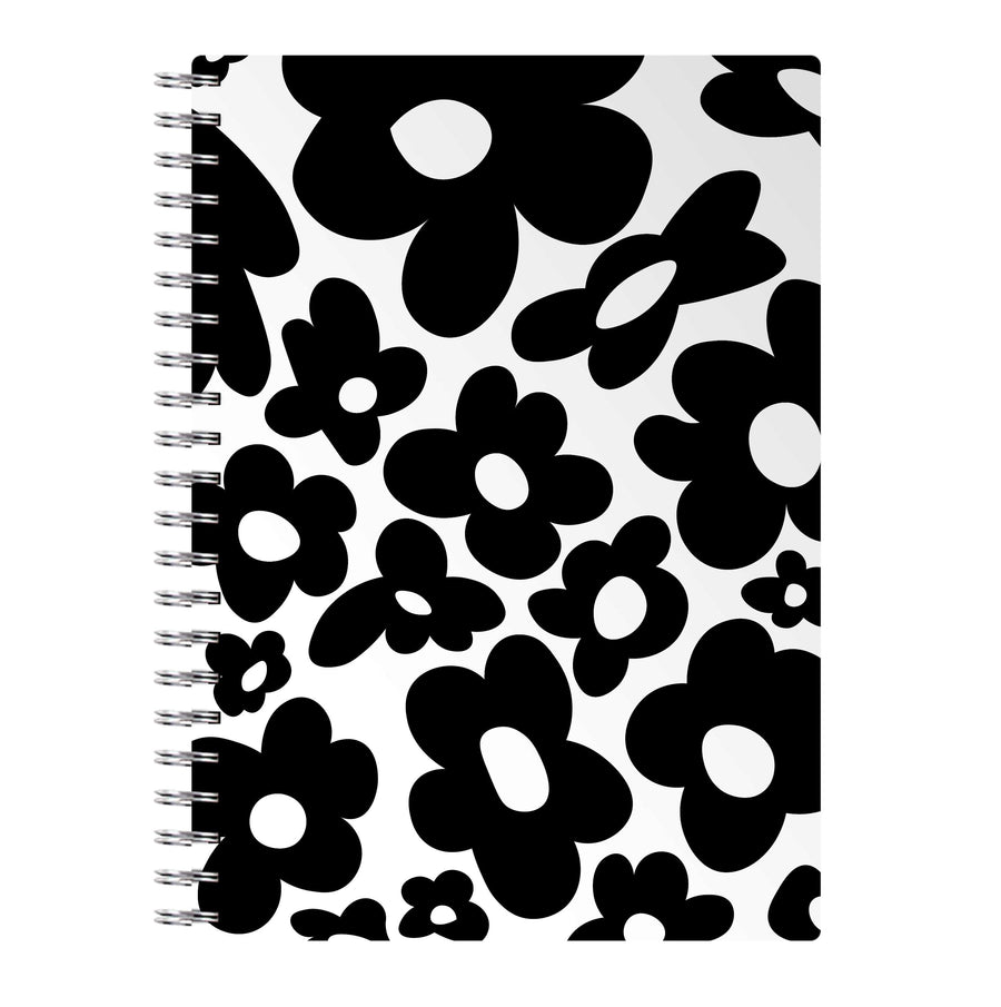 Black Flowers - Trippy Patterns Notebook