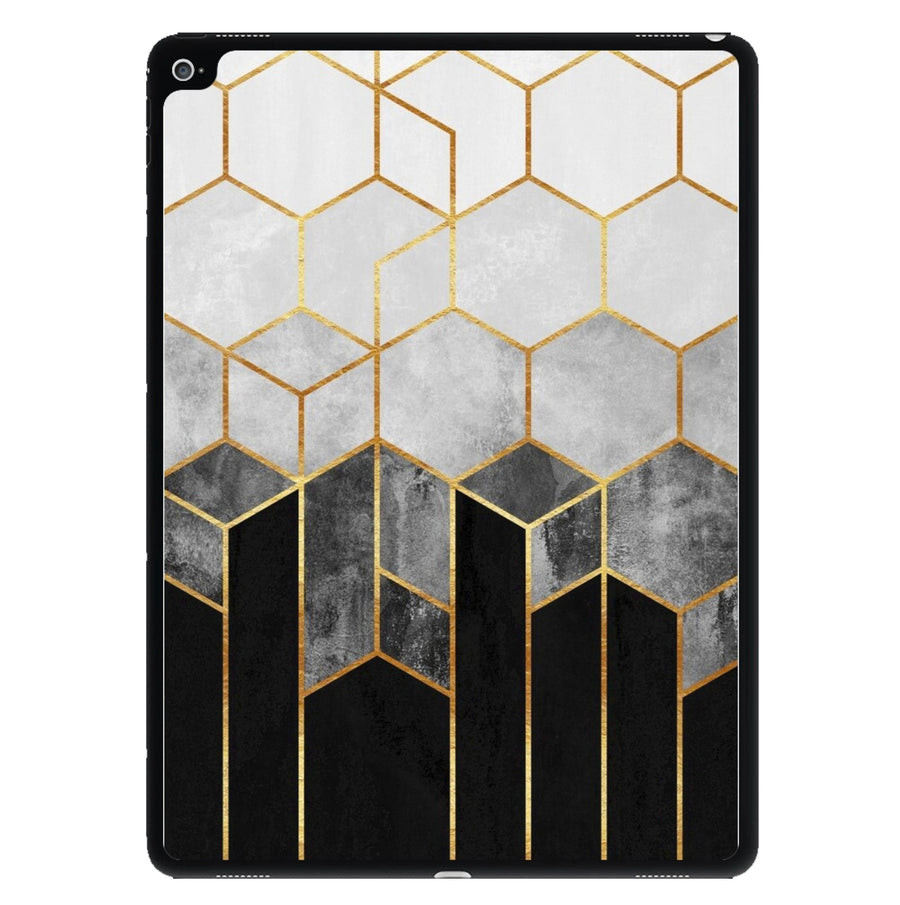 Black White & Gold Honeycomb Pattern iPad Case