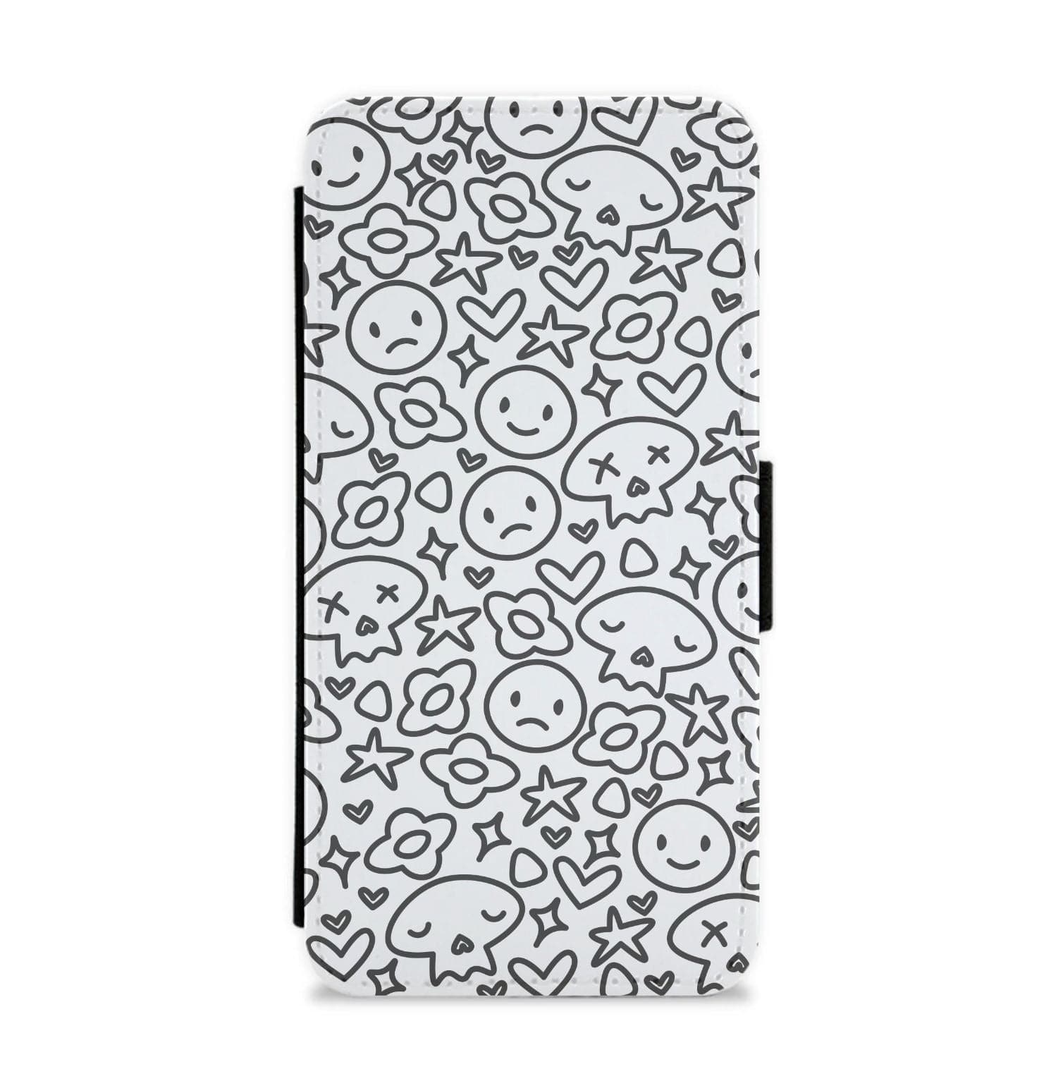 White Skulls - Skate Aesthetic  Flip / Wallet Phone Case