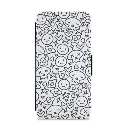 White Skulls - Skate Aesthetic  Flip / Wallet Phone Case