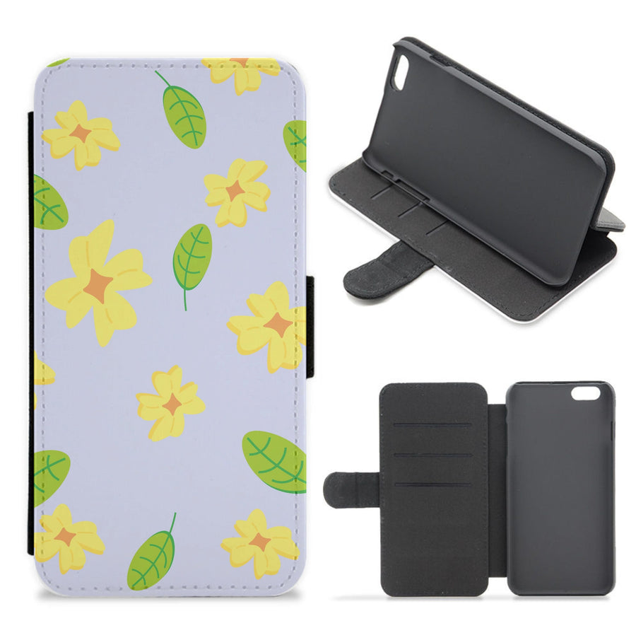 Yellow And Green Pattern - Floral Flip / Wallet Phone Case