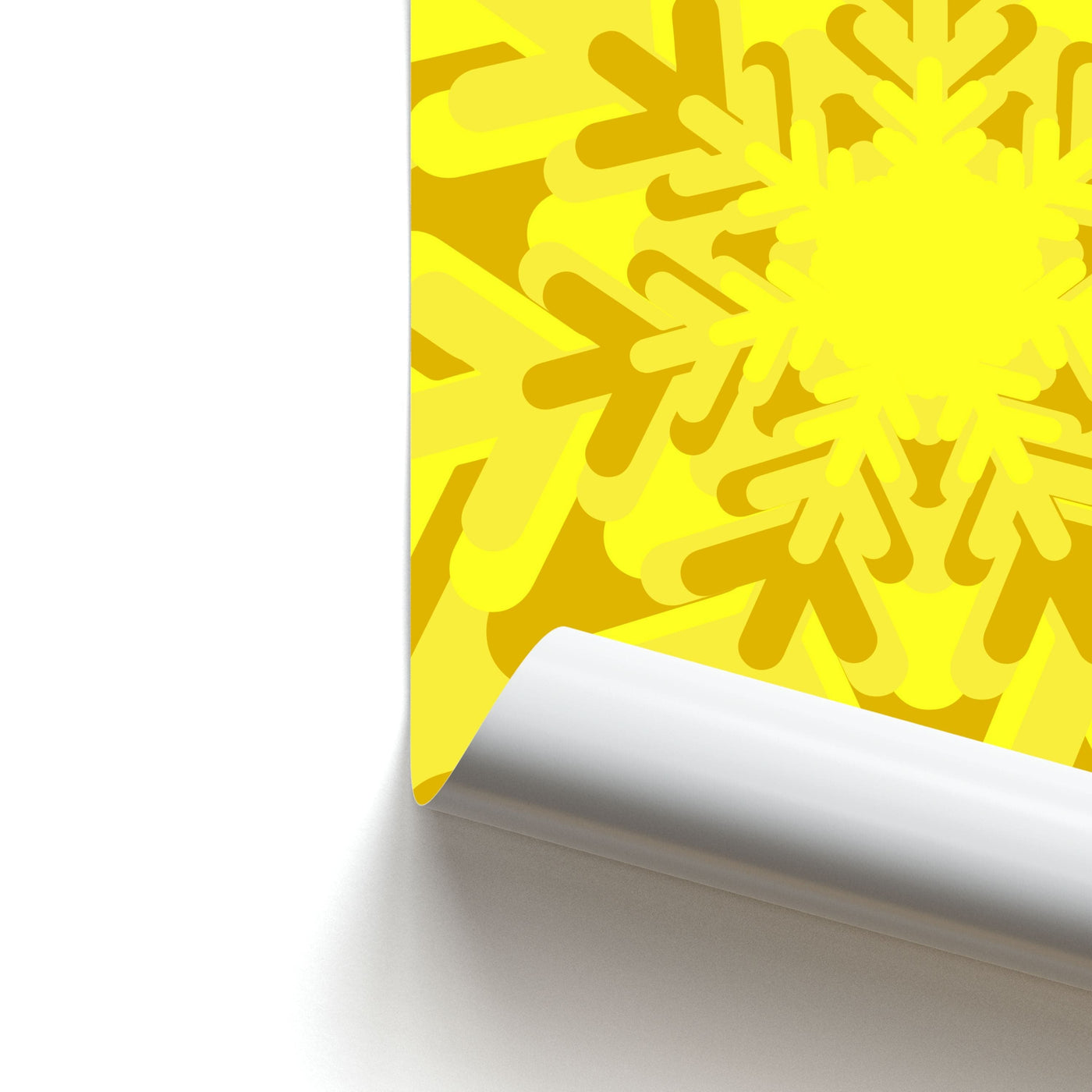 Yellow - Colourful Snowflakes Poster