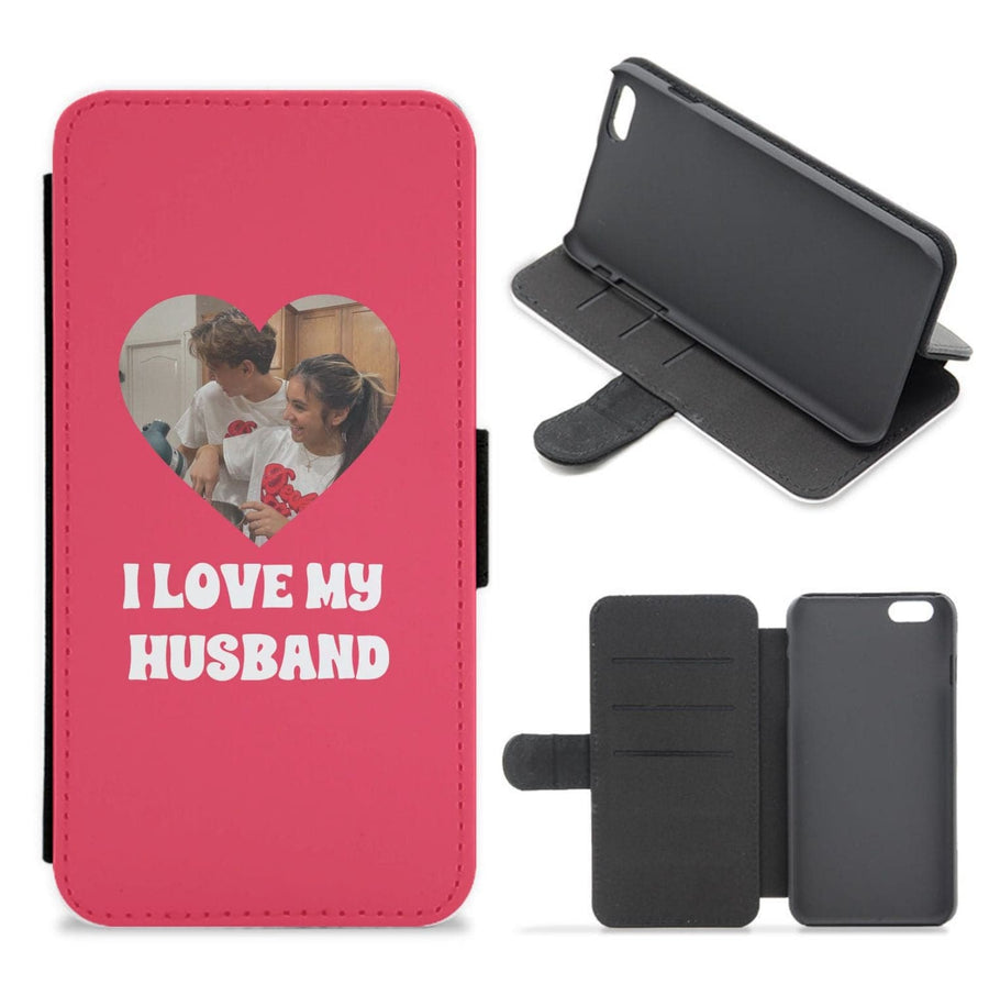 I Love My Husband - Personalised Couples Flip / Wallet Phone Case