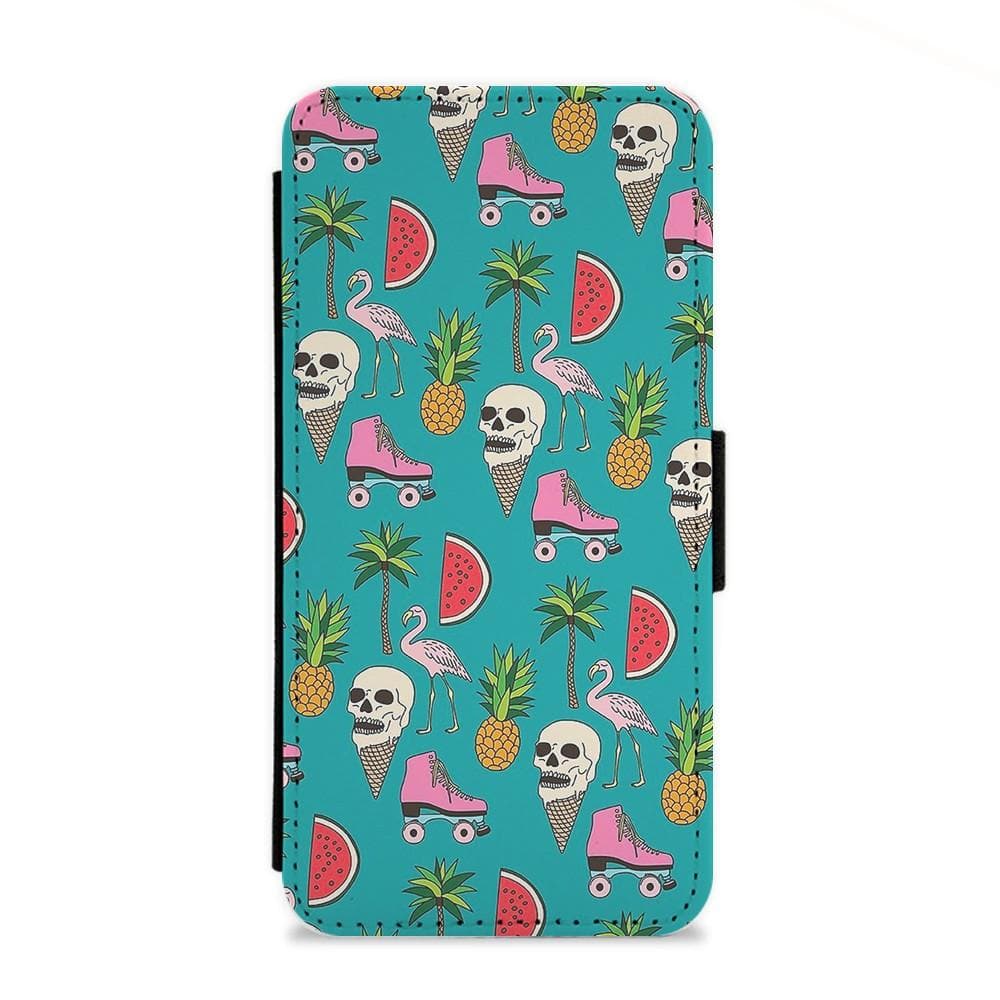 Skull Creams - Summer Pattern Flip Wallet Phone Case - Fun Cases