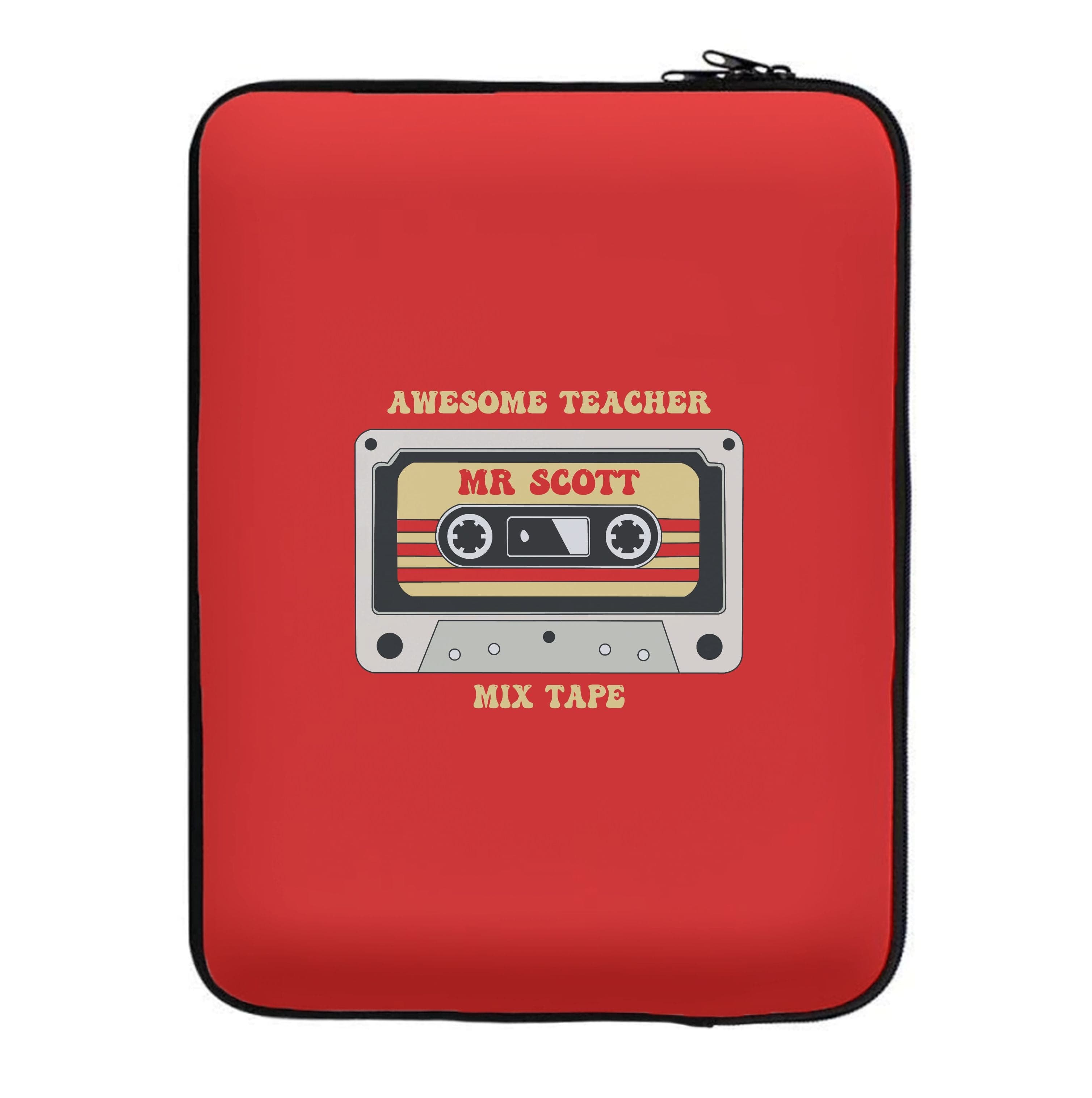 Awesome Teacher Mix Tape - Personalised Teachers Gift Laptop Sleeve