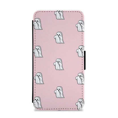 Pastel Pixel Ghost Halloween Flip / Wallet Phone Case - Fun Cases