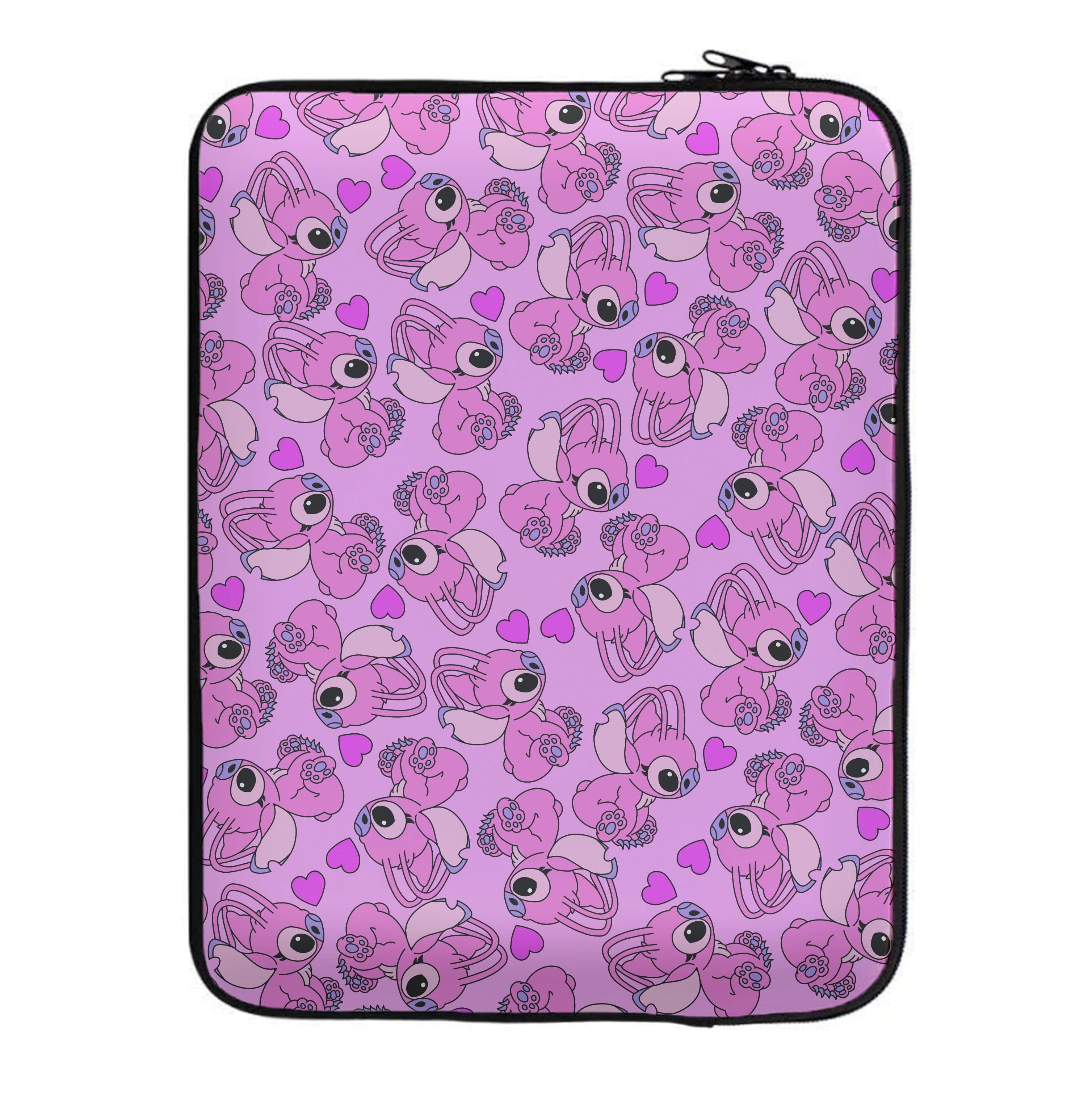 Love Heart Pattern - Pink Alien Laptop Sleeve