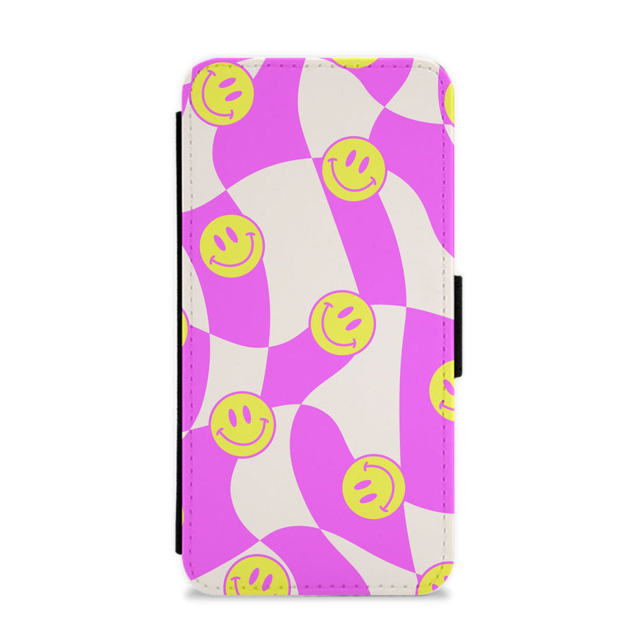 Smiley Checkboard - Trippy Patterns Flip / Wallet Phone Case
