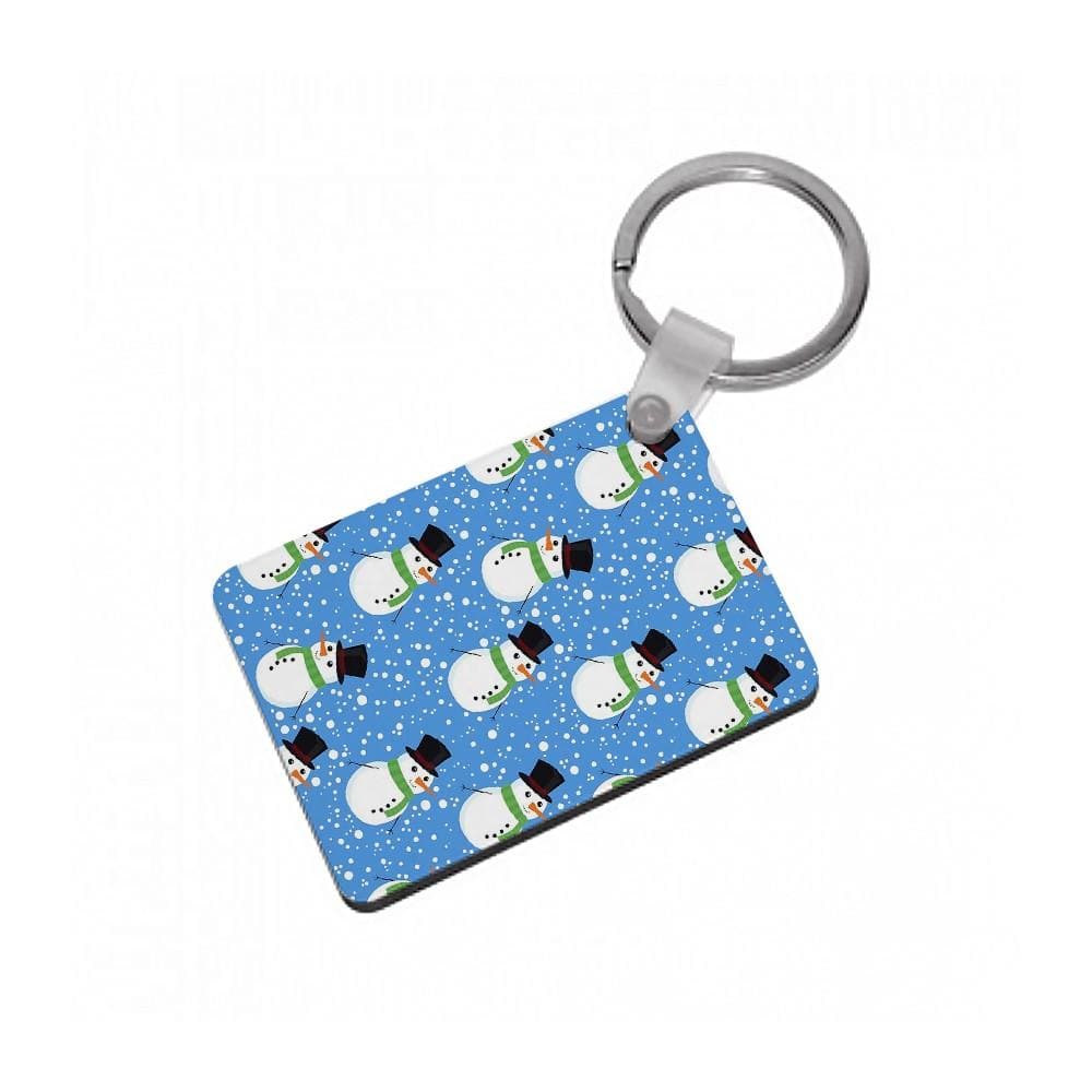 Blue Snowman Pattern Keyring