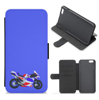 Red And Purple Motorbike - Motorbike Flip / Wallet Phone Case