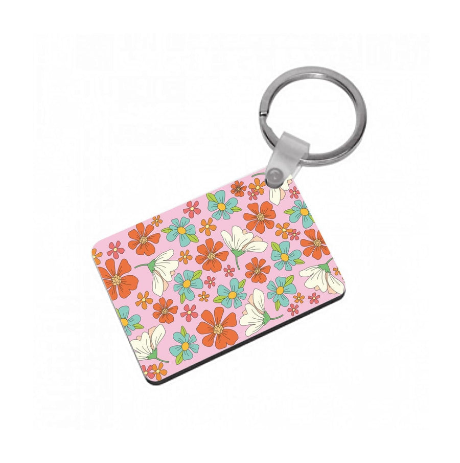 Pink Flower Pattern - Mothers Day Keyring