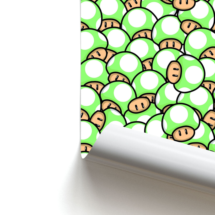Mushroom Pattern - Light Green Poster