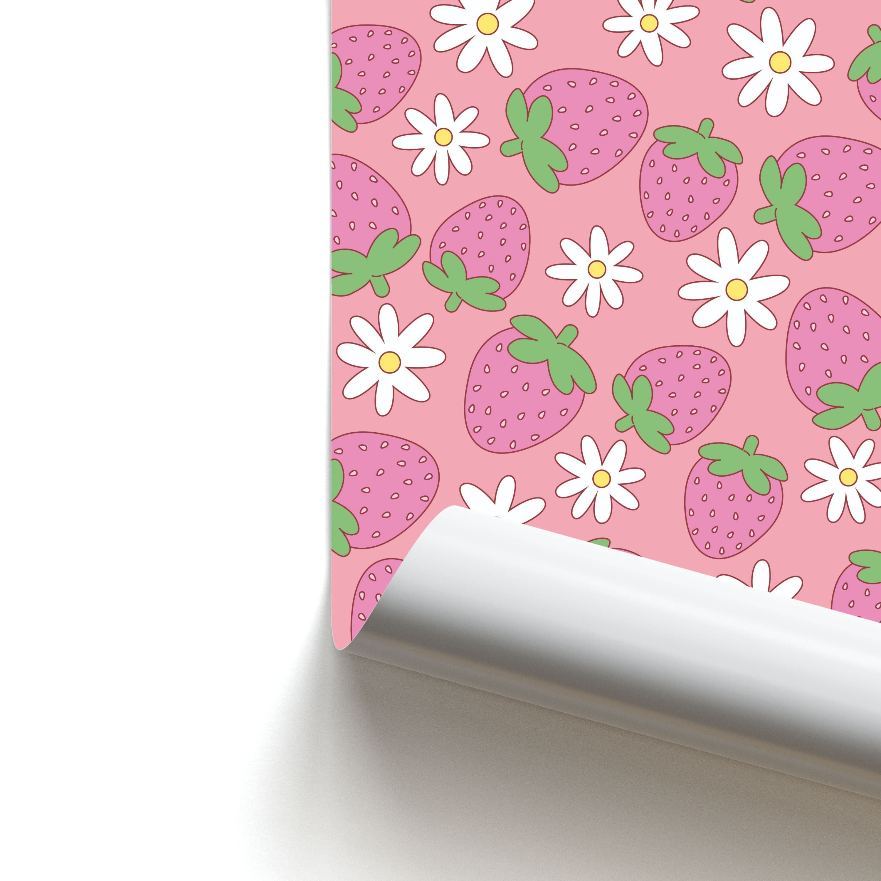 Pink Strawberries - Spring Patterns Poster