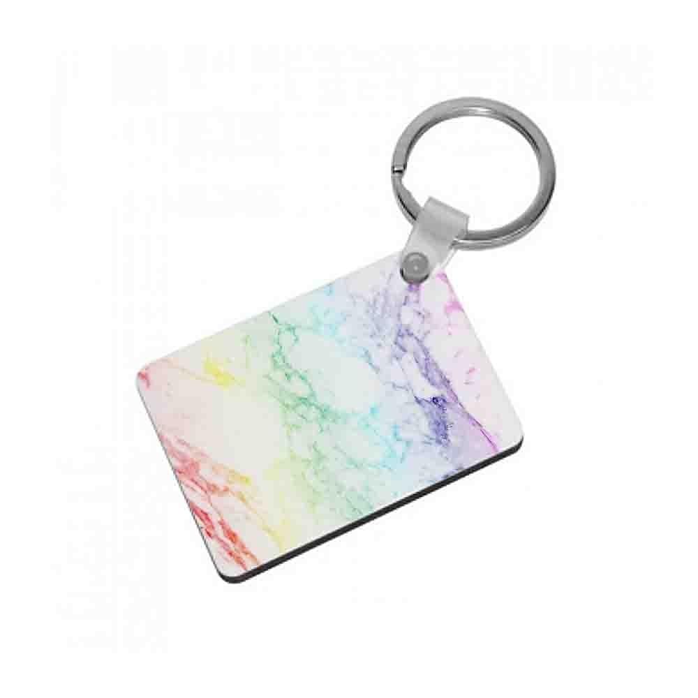 Rainbow Streak Marble Pattern Keyring - Fun Cases