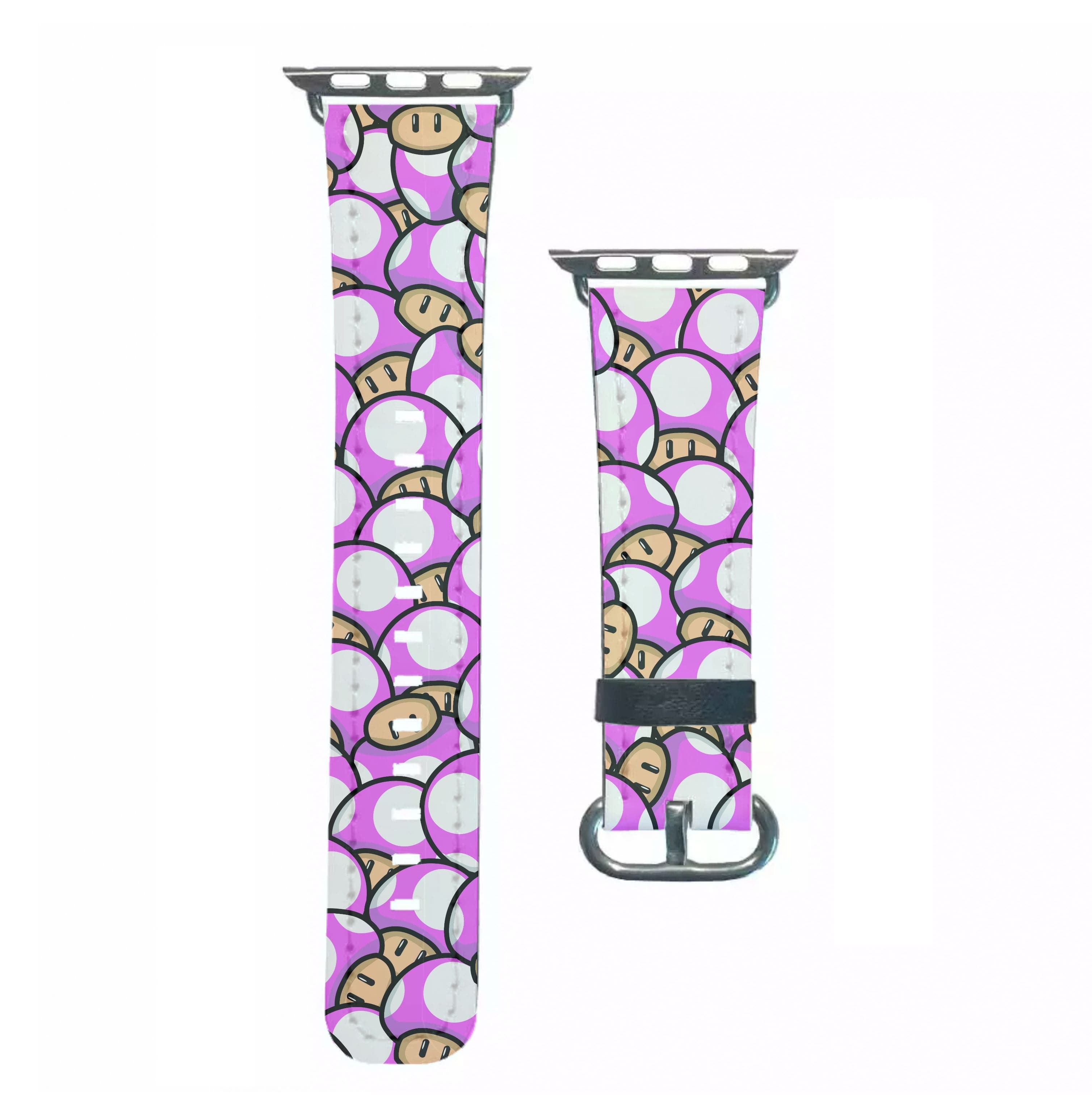 Mushroom Pattern - Pink Apple Watch Strap