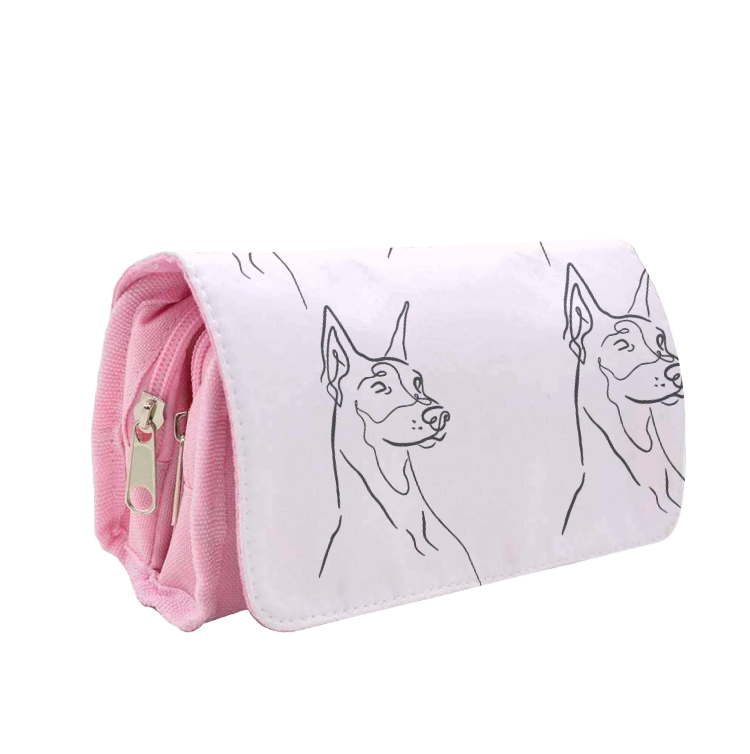 Dobermann Outline - Dog Pattern Pencil Case