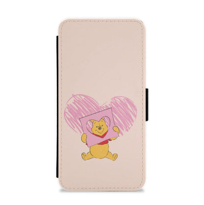 Pooh Heart Drawing Valentine's Flip / Wallet Phone Case