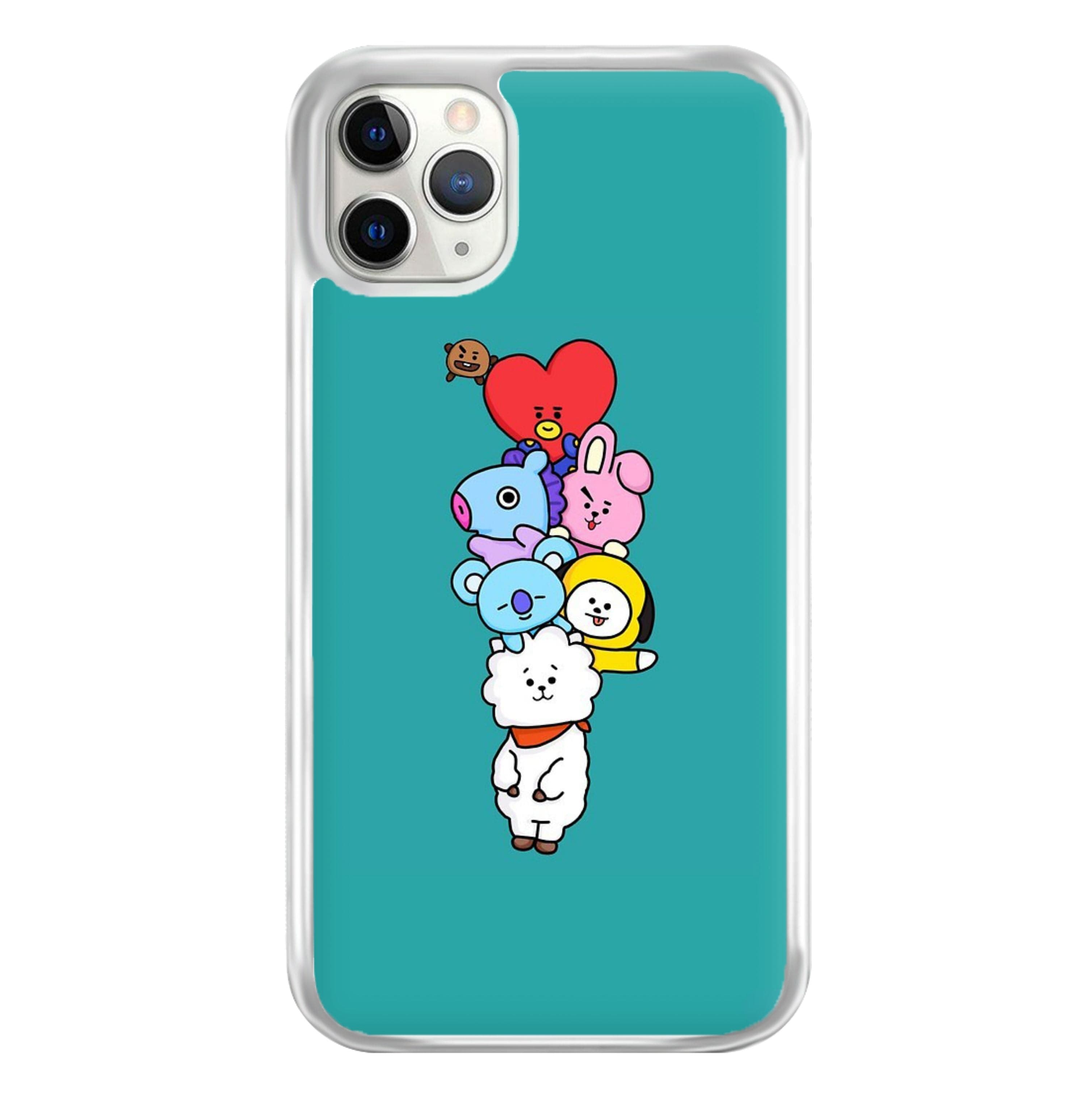 Green BT21 - RJ, Mang, Koya, Chimmy, Cooky, Shooky, Tata - K Pop Phone Case