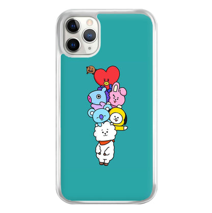 Green BT21 - RJ, Mang, Koya, Chimmy, Cooky, Shooky, Tata - K Pop Phone Case