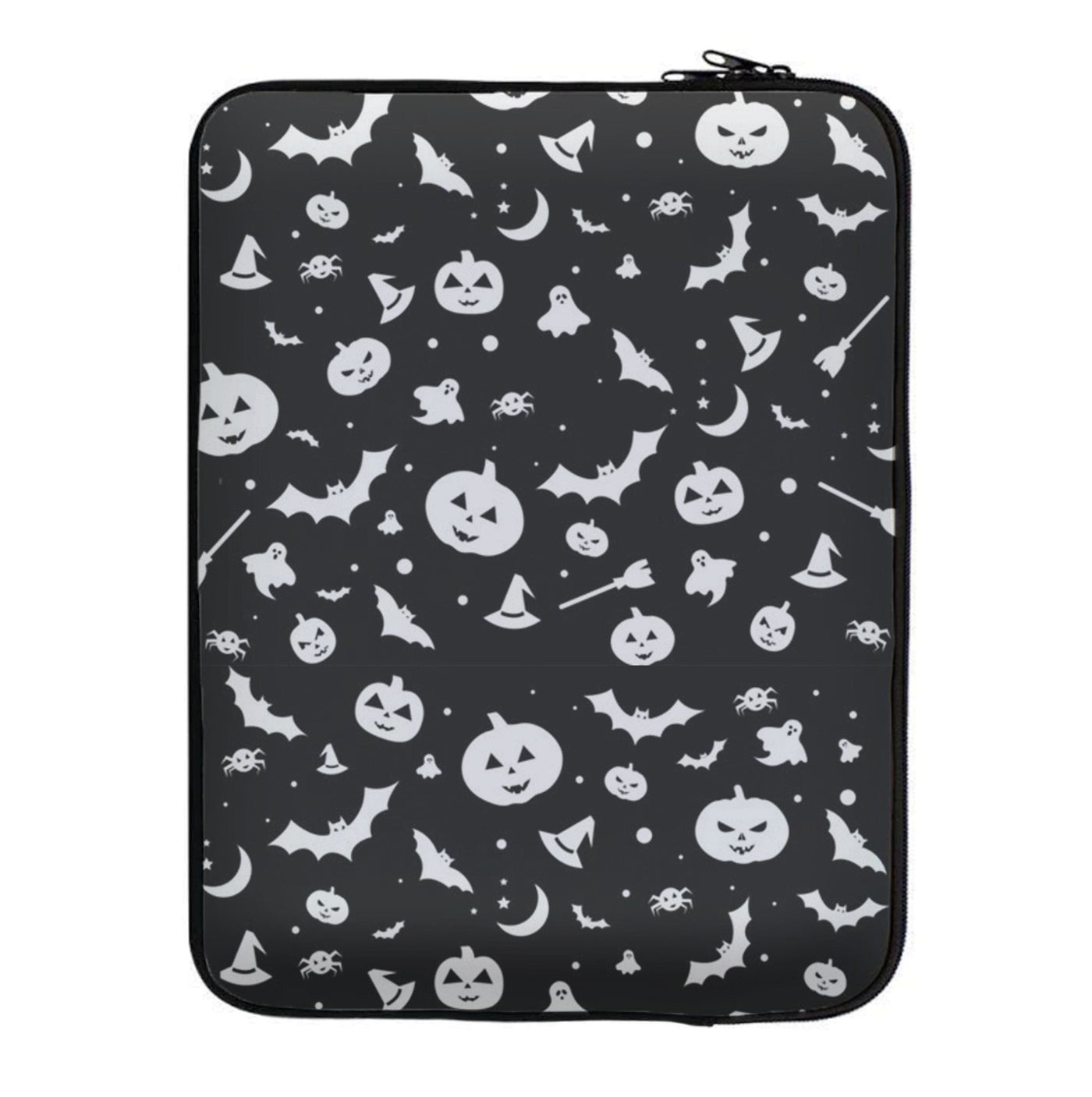Black and White Halloween Pattern Laptop Sleeve