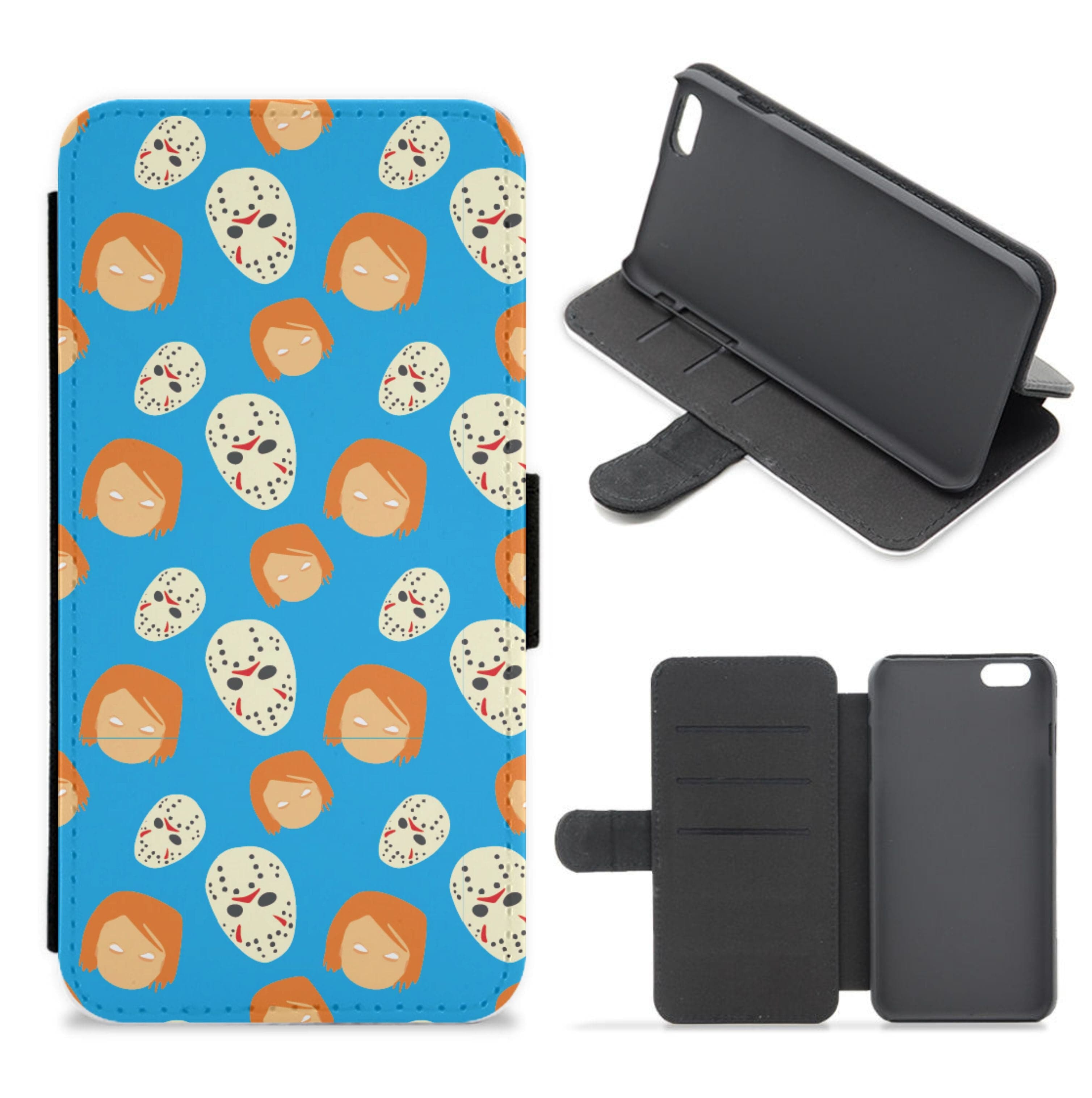 Chucky And Jason Pattern - Halloween Flip / Wallet Phone Case