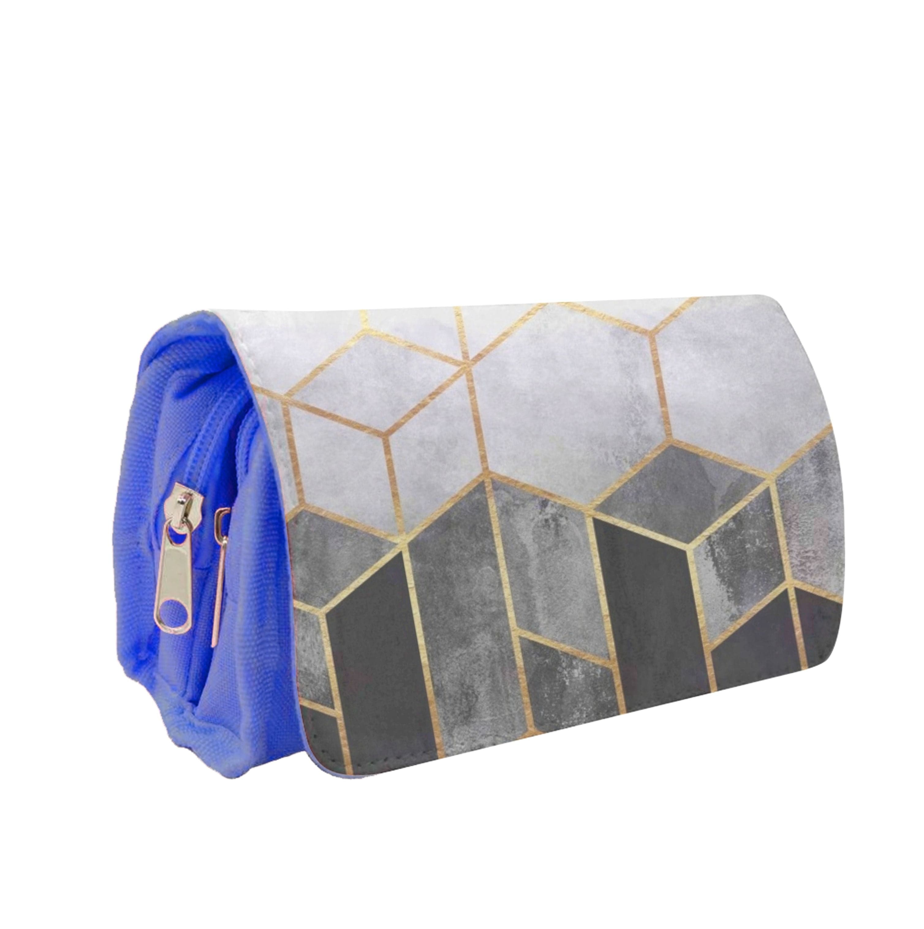 Black White & Gold Honeycomb Pattern Pencil Case