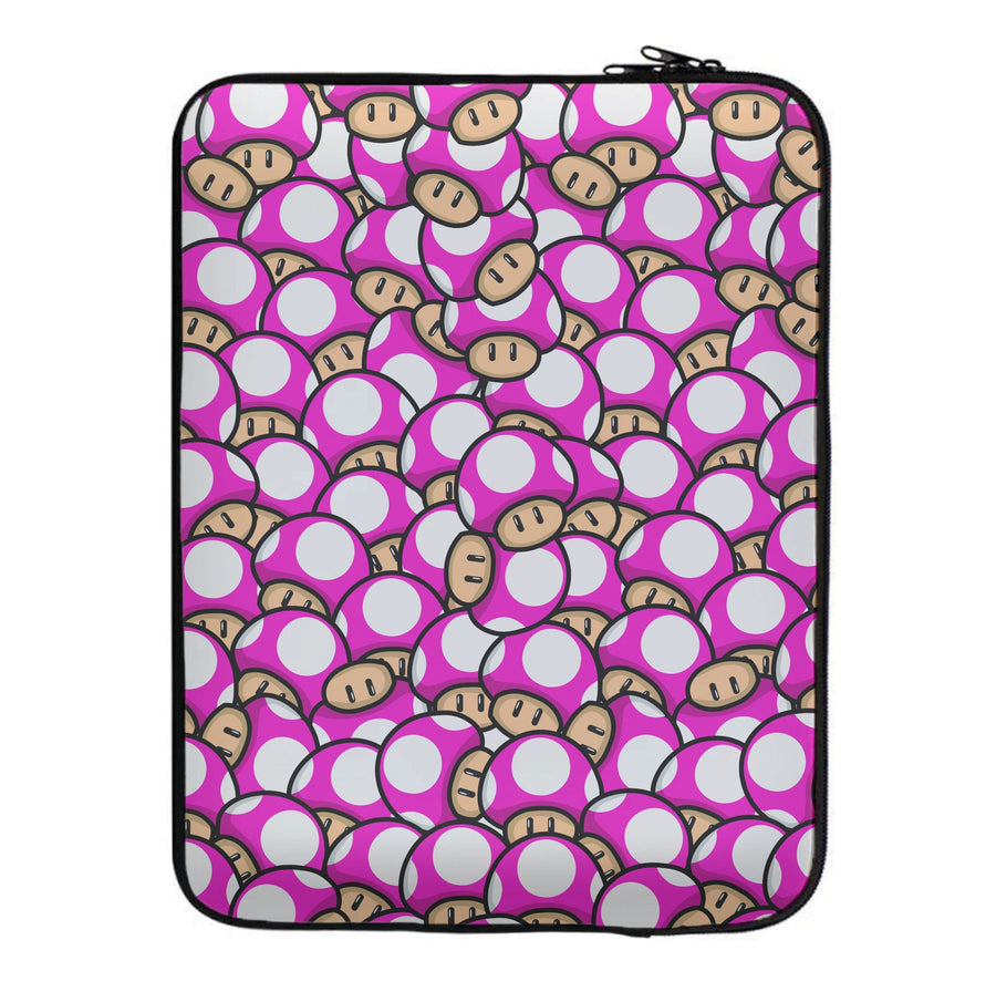 Mushroom Pattern - Dark Pink Laptop Sleeve