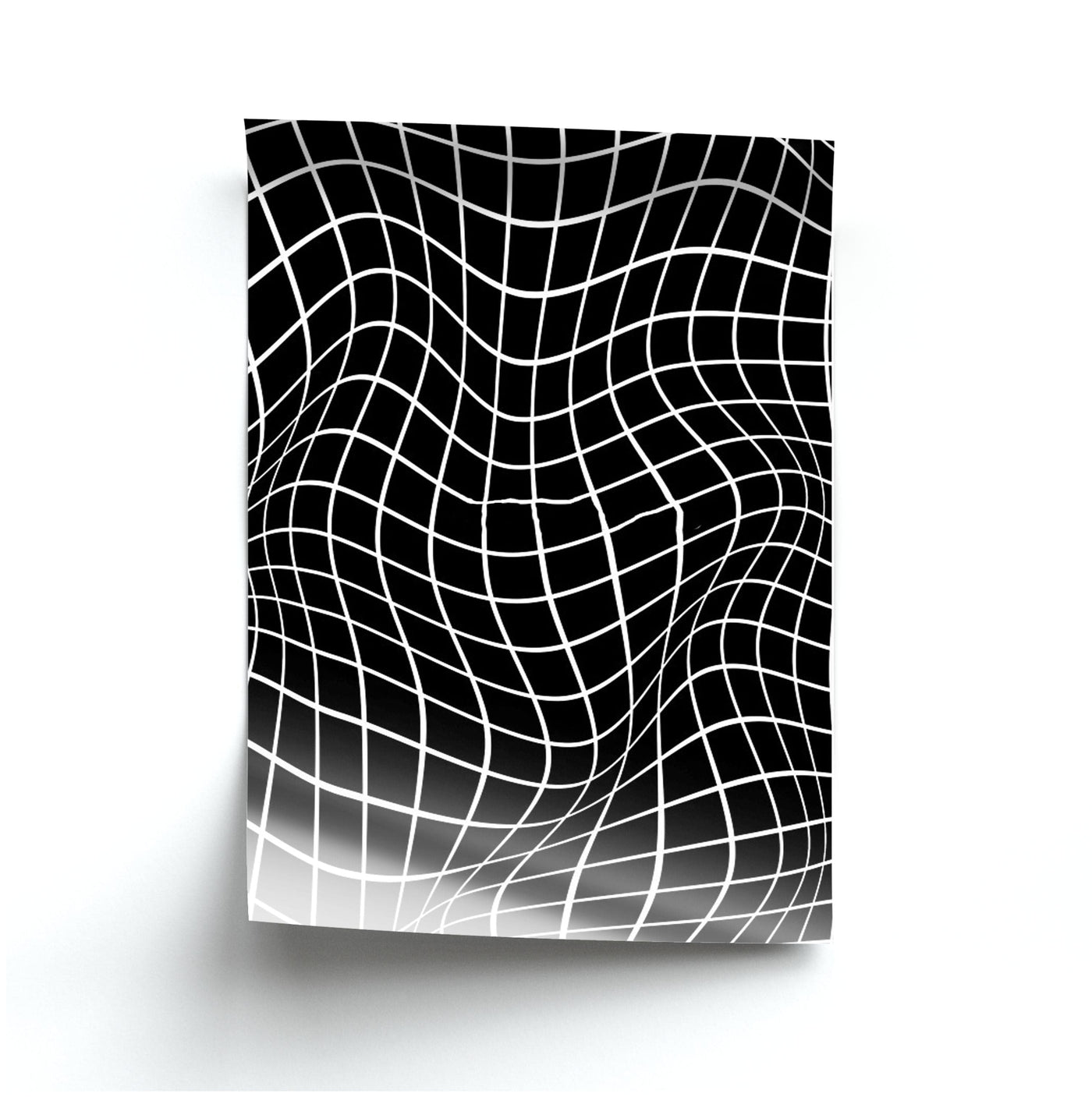 Black Wavy Grid Pattern Poster