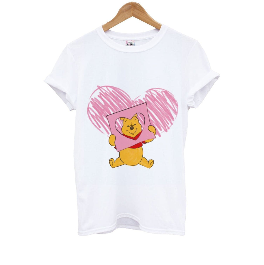 Pooh Heart Drawing - Disney Valentine's Kids T-Shirt