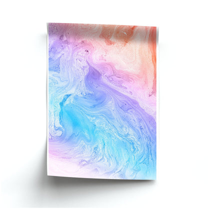 Blue and Peach Marble Poster