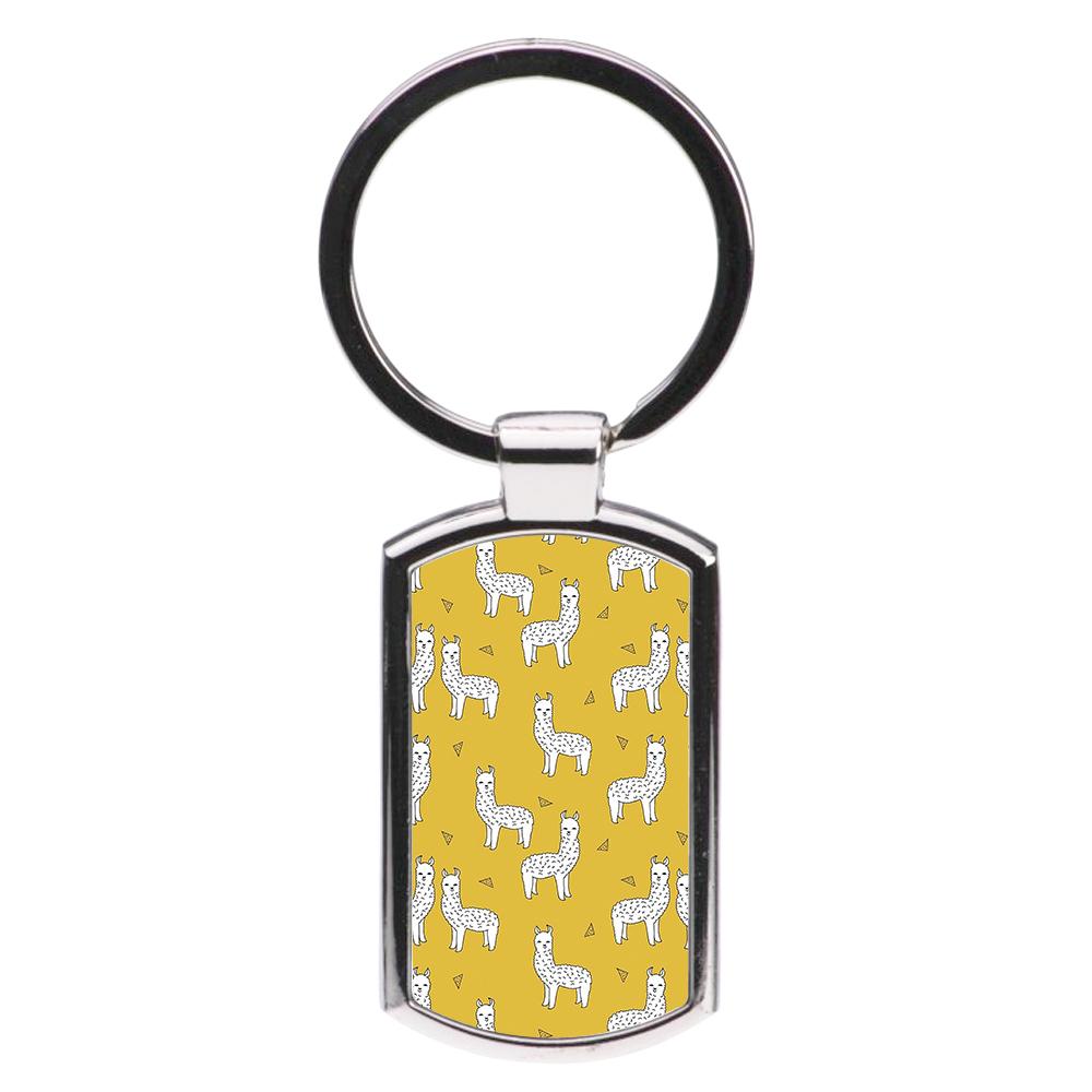 Mustard Alpaca Pattern Luxury Keyring