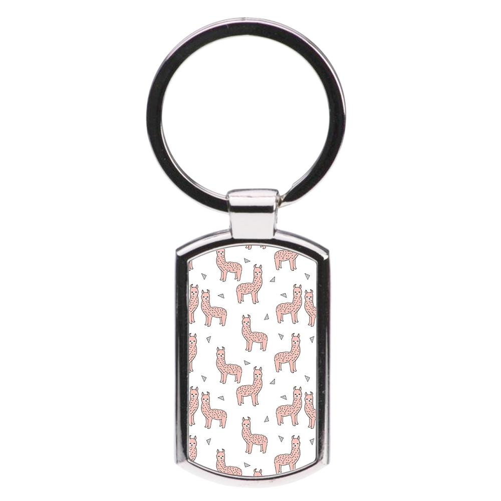 Pale Pink Alpaca Pattern Luxury Keyring